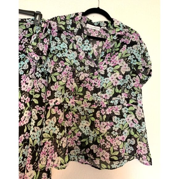 Sag Harbor Womens Large 2 Pc Dress Set outfit Short Sleeve Button Up Shirt Blous - Picture 4 of 4